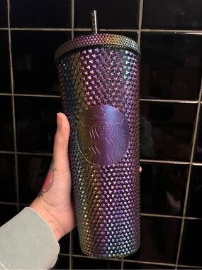 Venti Starbucks Purple Iridescent Rainbow studded reusable tumbler